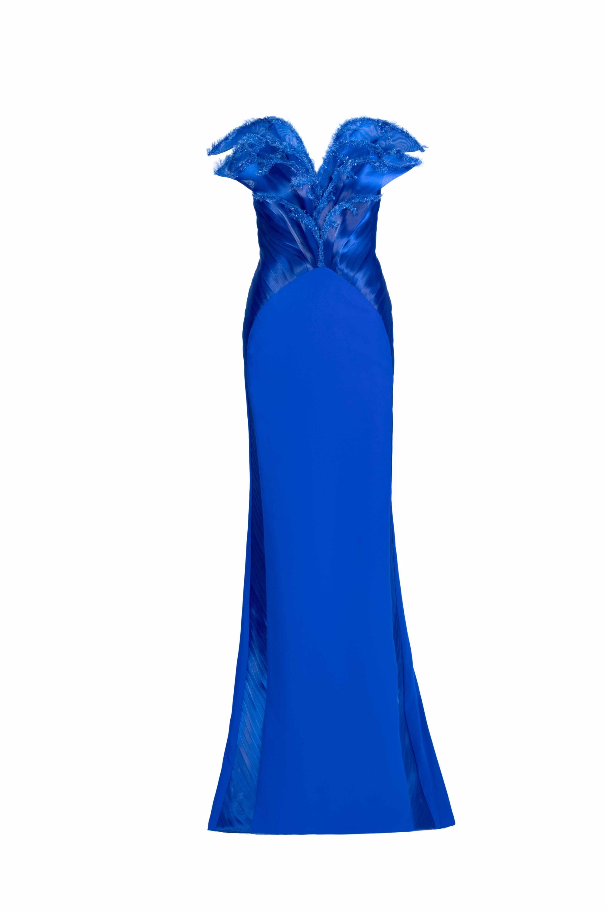 Rebirth of a Queen: Winged Champagne Organza Nude Evening Gown
