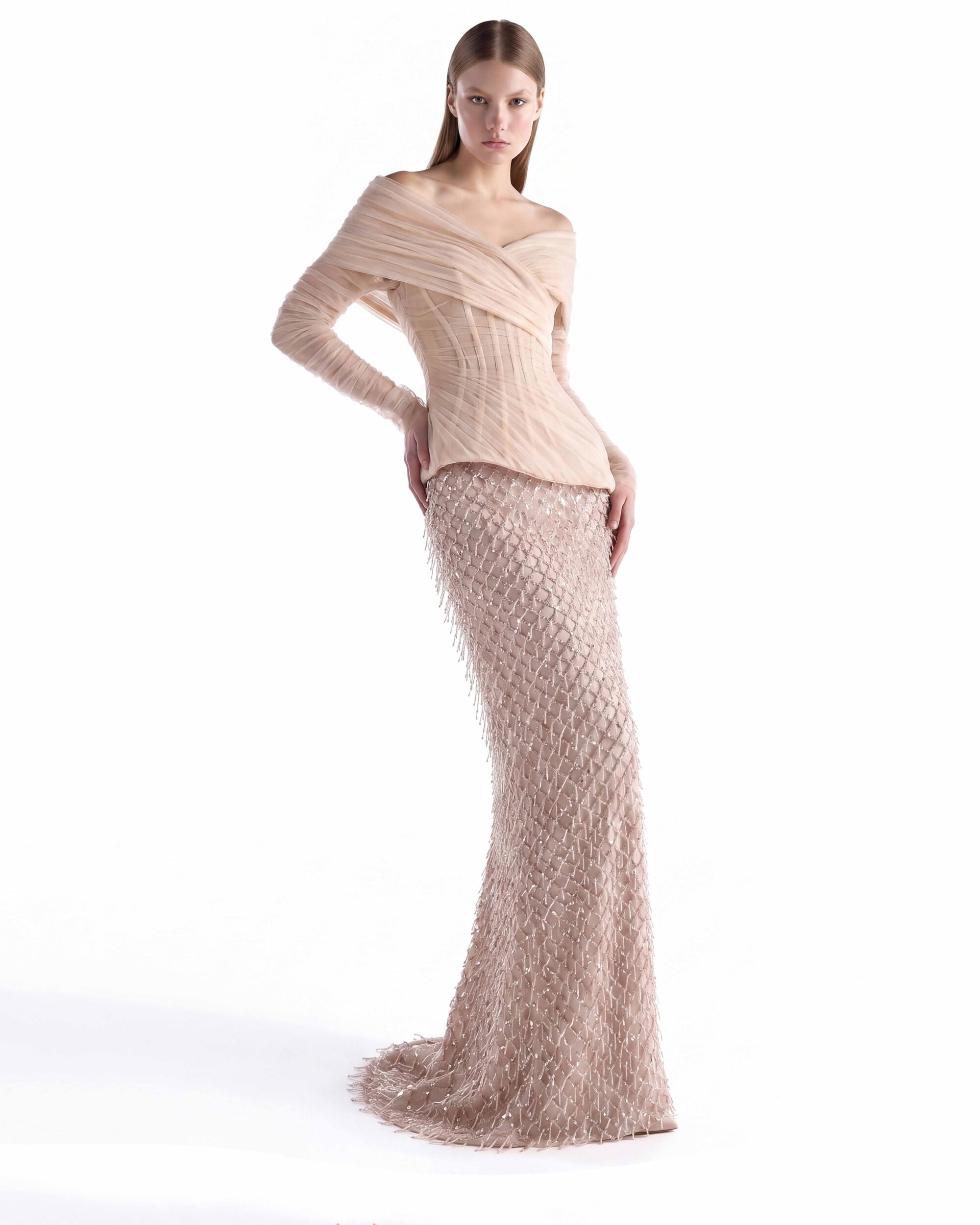 The Quiet Empress, Blush Pink Embellished Gown
