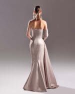 One Sleeve Gold Nude Dress - Image 3