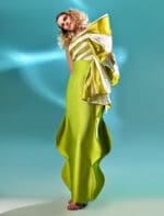 Diagonal Draped Lime and White Top - Image 4