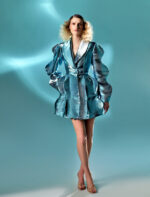Wave Embossed Blue Jacket Dress - Image 2