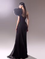 One-Shoulder Draped Crepe Corset Dress - A Timeless Statement of Elegance - Image 3