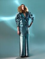 Metallic Blue Flared Pants - Image 2