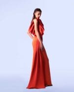 Orange and Red draped mermaid dress - Image 3