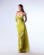 Lime Holographic Crepe Dress