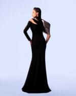 Cut Out Metallic Shoulder Black Dress - Image 3