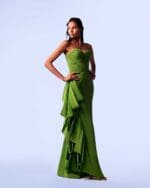 Interlocked Corset Cascading Green Kiwi Dress - Image 2