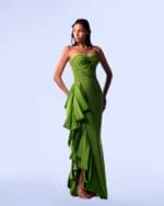 Interlocked Corset Cascading Green Kiwi Dress - Image 4
