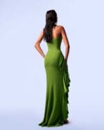 Interlocked Corset Cascading Green Kiwi Dress - Image 3