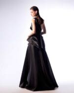 Magical Black Organza Dress with a High Slit - Image 2