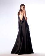 Magical Black Organza Dress with a High Slit - Image 3