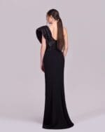 Removable Overskirt, Striped Organza and Lace Gown - Image 5