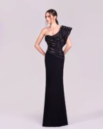 Removable Overskirt, Striped Organza and Lace Gown - Image 4