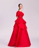 Off-Shoulder Red Ball Gown with Embellished Bodice - Image 2