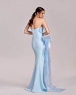 Ice Blue Strapless Dress with Crystal Trims and Manipulated Organza - Image 4