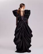 Elegant Black Sequins Gown with Dramatic Shoulders - Image 4