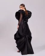 Elegant Black Sequins Gown with Dramatic Shoulders - Image 5