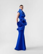 Halter-Neck, Low Back Royal Blue Mermaid Gown - Image 2