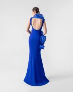Halter-Neck, Low Back Royal Blue Mermaid Gown - Image 3