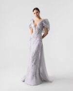 Sparkling Silver Off-Shoulder Gown - Image 4