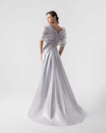 Sparkling Silver Off-Shoulder Gown - Image 3