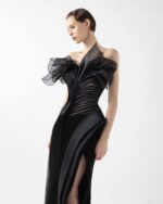 Noir Whispers in Sculpted Tulle and Organza Dress - Image 5