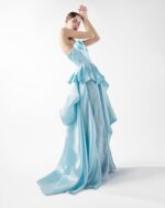 Celestial Blue Waterfall Lace and Organza Gown - Image 2