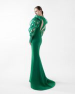 Emerald Dreamweaver Gown With Illusion Sleeves - Image 2