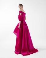 Opulent Fuscia Sculpted Gown - Image 3