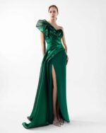 Emerald Green Gown with Metallic Swirls