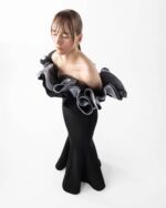 Romantic Black Gown with Sculptural Ruffles and Sleeves - Image 5
