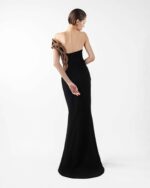 Midnight Noir Gown with Sculptural Bronze Twist and Side Slit - Image 2