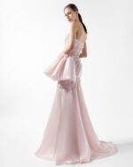 Dreamy Floral Lace,  Embellished Pink Organza Gown - Image 4