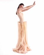 Sculptural Angled Deep-V Gown with Floating Organza Waves - Image 2