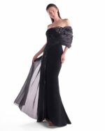 Nocturne Draped Off-Shoulder Gown - Image 3