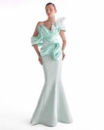 Ethereal Tide MiXed Media Mint Mermaid Gown
