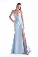 Cinched Waist Beading, Ice Blue Gown - Image 4