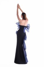 Twisted Dual Tone Fluid Organza Black Gown - Image 2