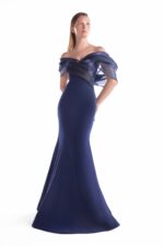 Timeless Navy Off-Shoulder Mermaid Gown