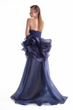 Midnight Bloom, Sculptural Purple and Navy Fluid Organza Gown - Image 2