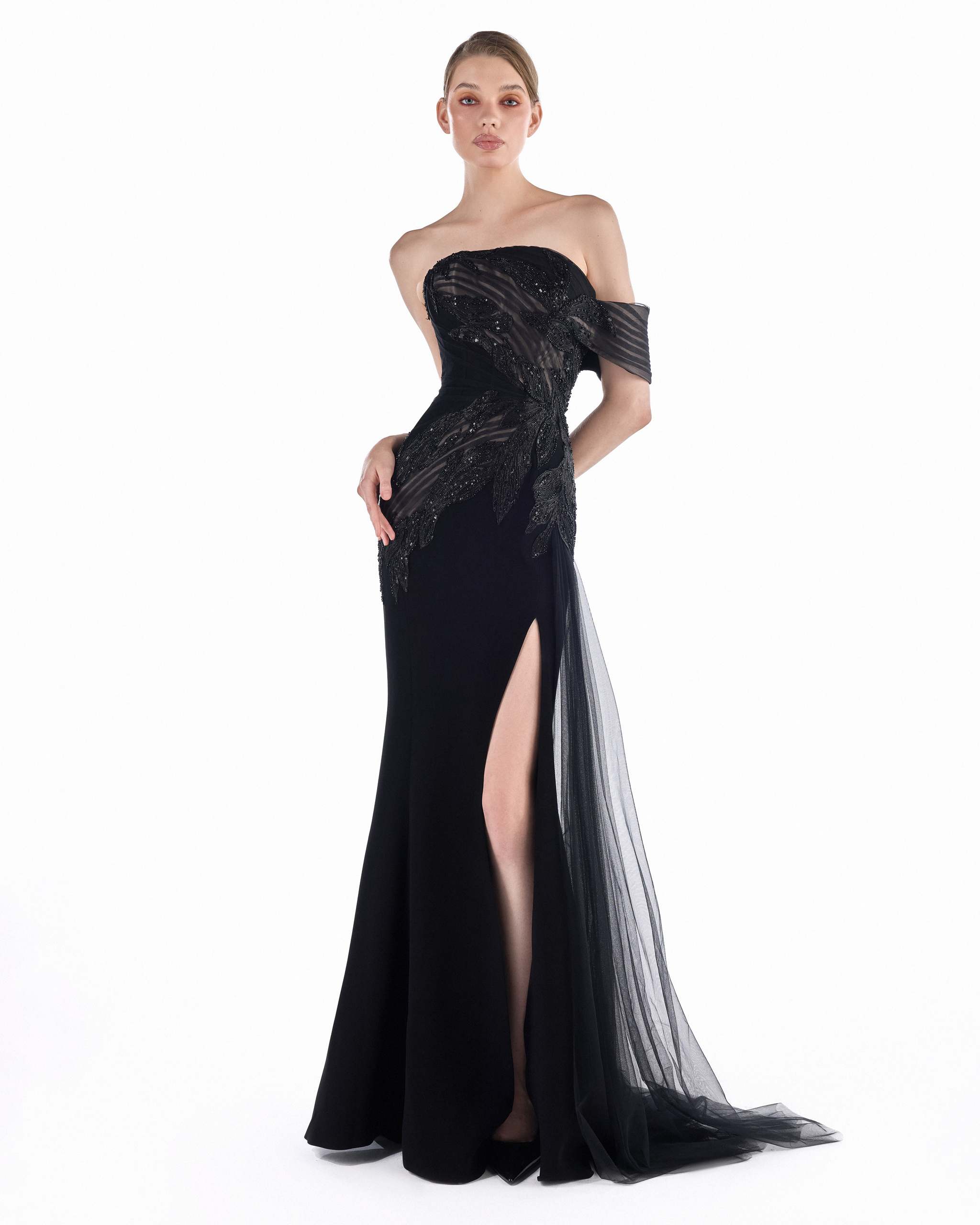 Noir Comet Sheath Gown