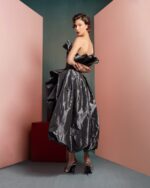 Anthracite Strapless Dress with metallic Ruffles Presence - Image 3