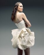 Asymmetric Off-White Taffeta Mini Dress - Image 3