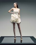 Asymmetric Off-White Taffeta Mini Dress