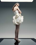 Asymmetric Off-White Taffeta Mini Dress - Image 2