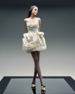 Asymmetric Off-White Taffeta Mini Dress - Image 4