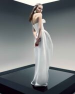 Charming Bow-Detail Sculptural Off-White Dress - Image 2
