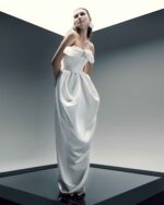 Charming Bow-Detail Sculptural Off-White Dress - Image 4