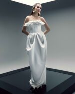 Charming Bow-Detail Sculptural Off-White Dress