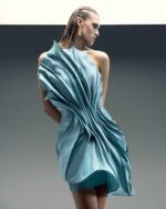 Twisted Petal Taffeta Dress